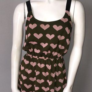 Xhilaration Olive and Pink Chiffon Heart Dress